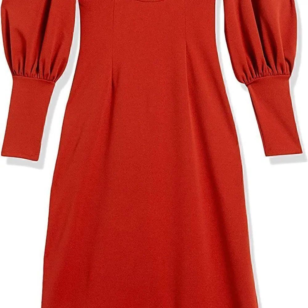 Balloon Sleeve Keyhole Side Slit Midi Dress SIZE L NWT - Picture 6 of 10